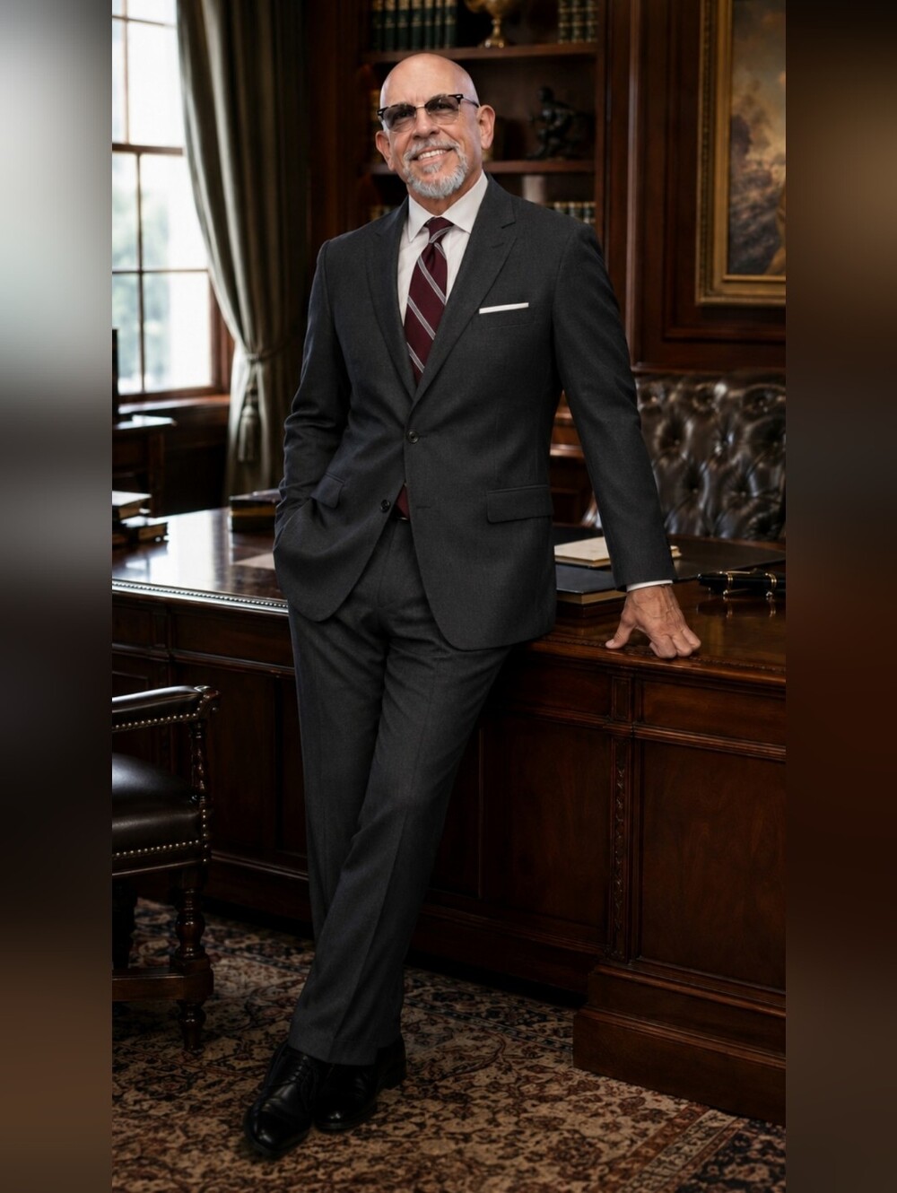 Loro Piana Tasmanian Super 130 Hickey Freeman Suit 44R 36W Charcoal Gray